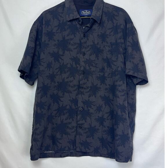 Nat Nast Other - Nat Nast Mens Lg Black Silk Blend Button Up Short Sleeve Hawaiian Vacation Shirt